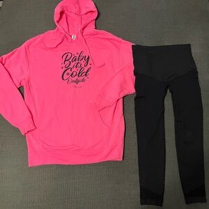 Piper Lou Pink Graphic Hoodie and Black Leggings Set
